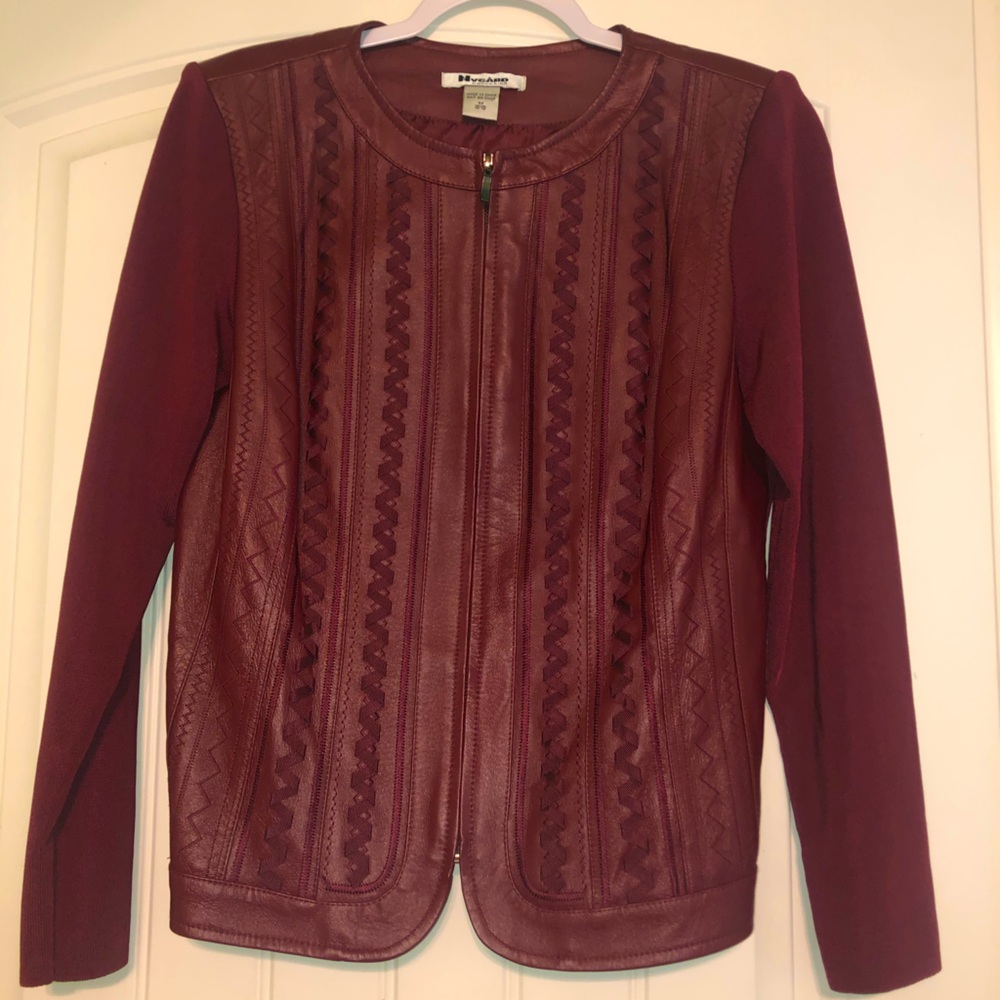 Nygard Collections Maroon Red Leather Zip Jacket
